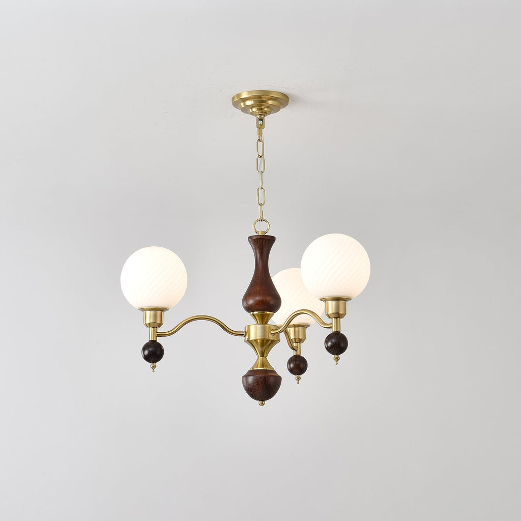 Aurora Globe Orb Walnut Chandelier