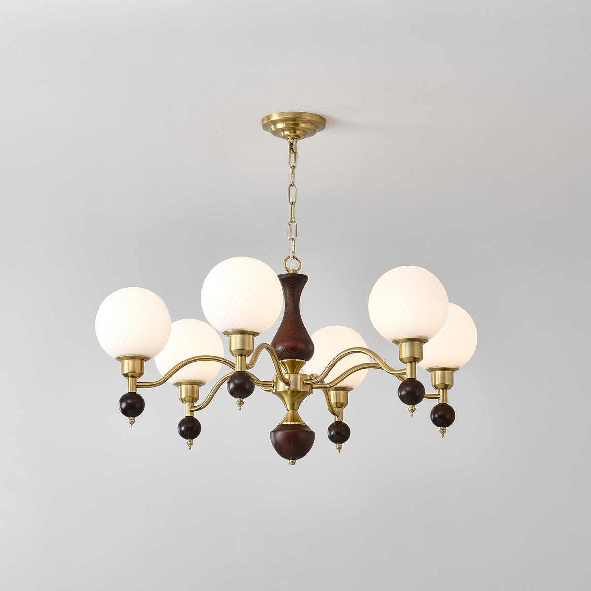 Aurora Globe Orb Walnut Chandelier