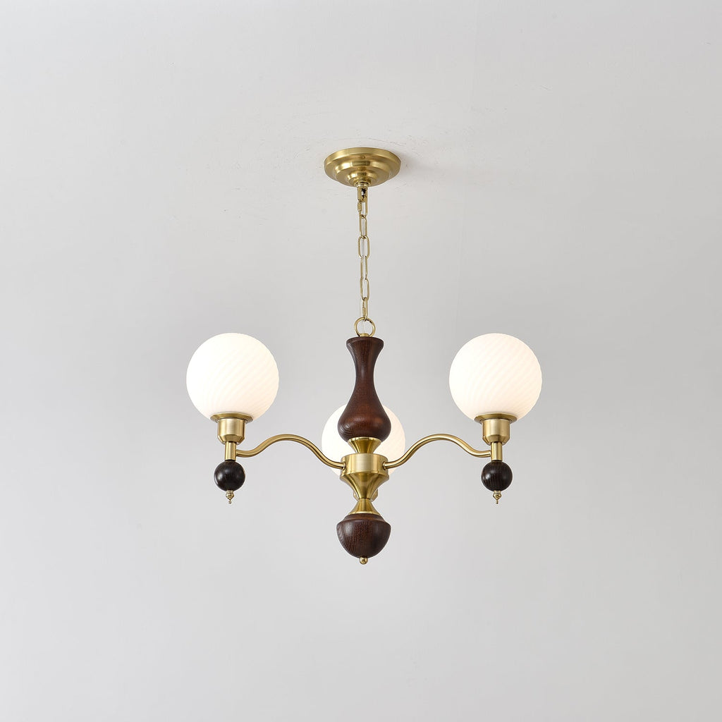 Aurora Globe Orb Walnut Chandelier