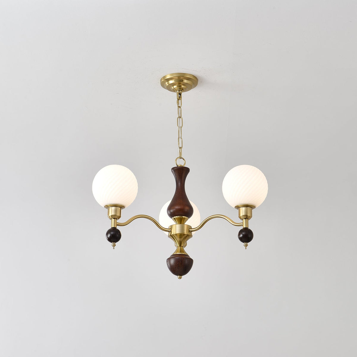 Aurora Globe Orb Walnut Chandelier