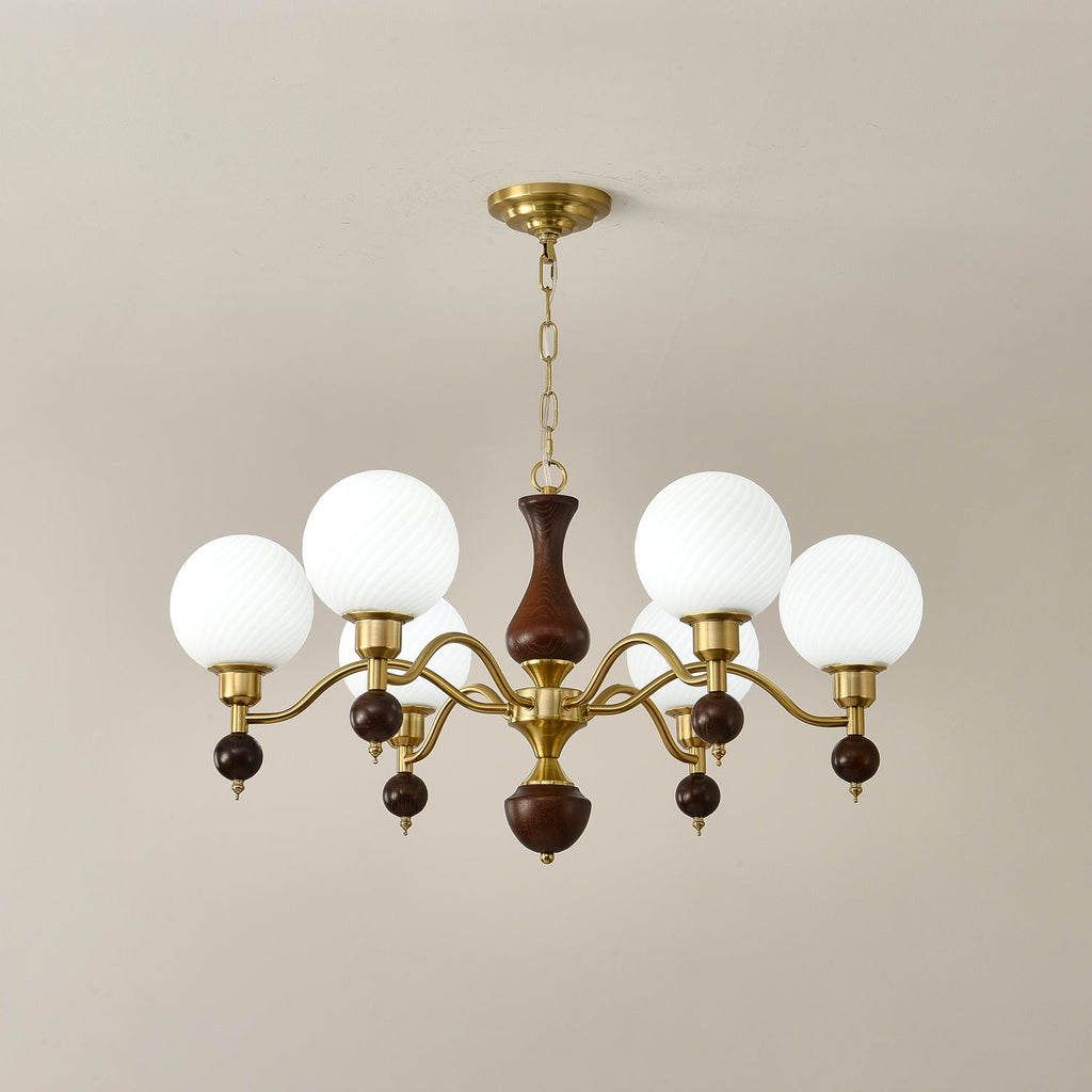 Aurora Globe Orb Walnut Chandelier
