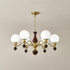 Aurora Globe Orb Walnut Chandelier
