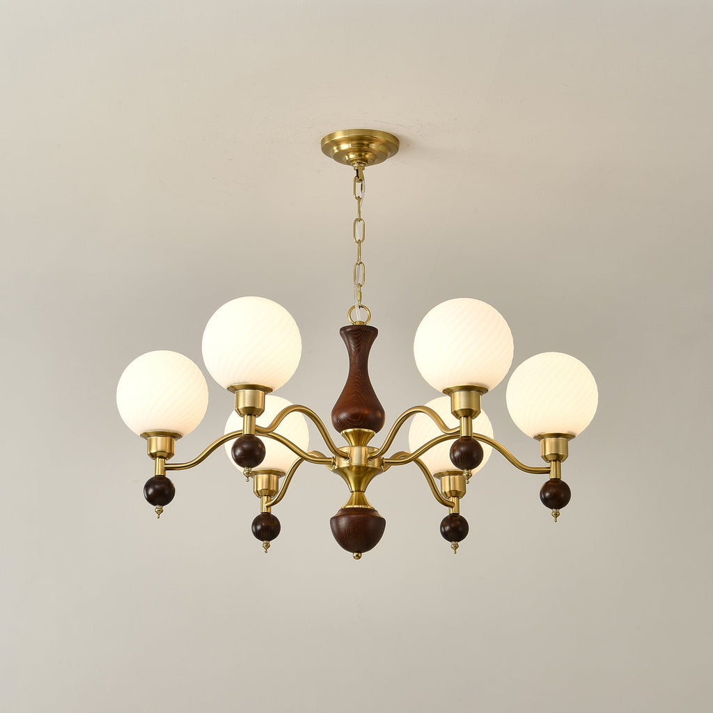 Aurora Globe Orb Walnut Chandelier
