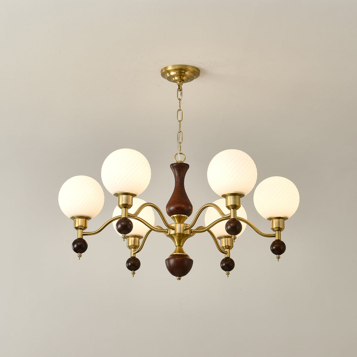 Aurora Globe Orb Walnut Chandelier