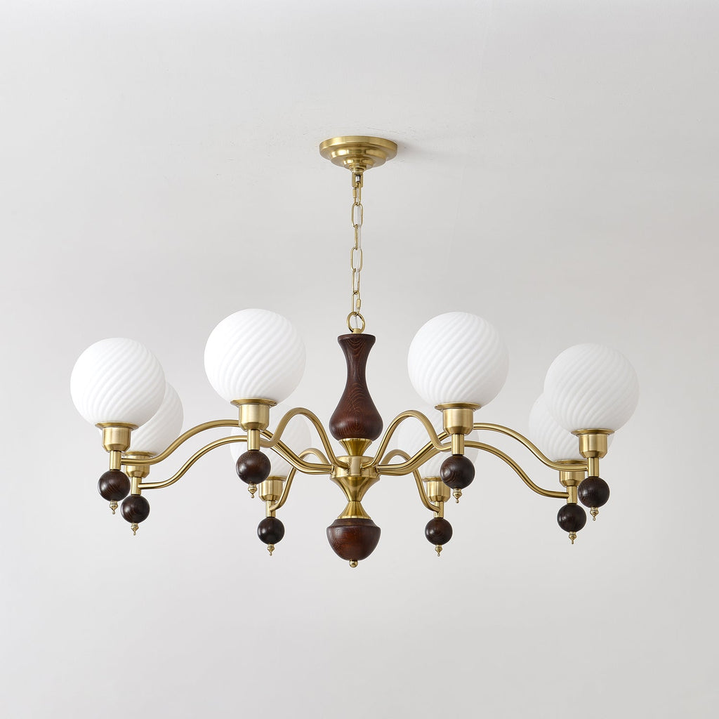 Aurora Globe Orb Walnut Chandelier