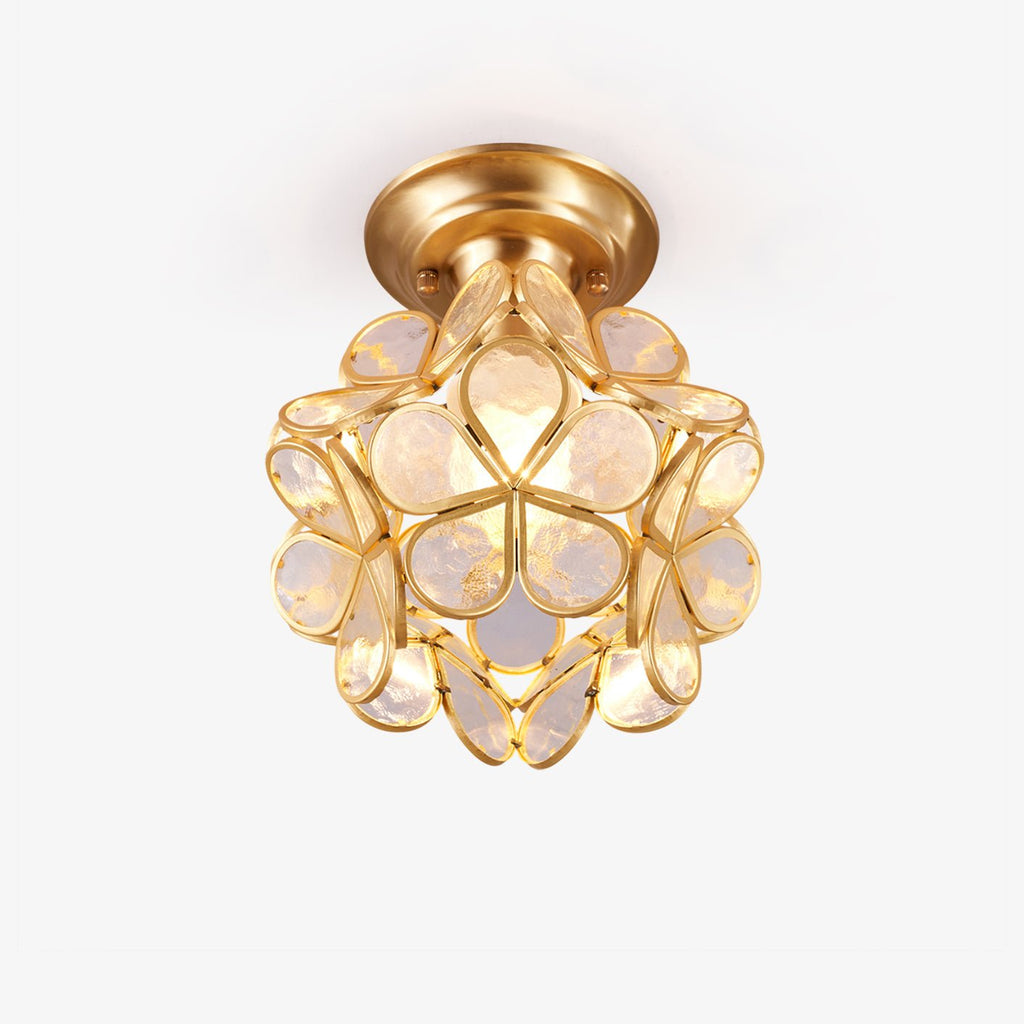 Ullaeiel Postmodern Luxury Bloom Golden Glass Ceiling Light