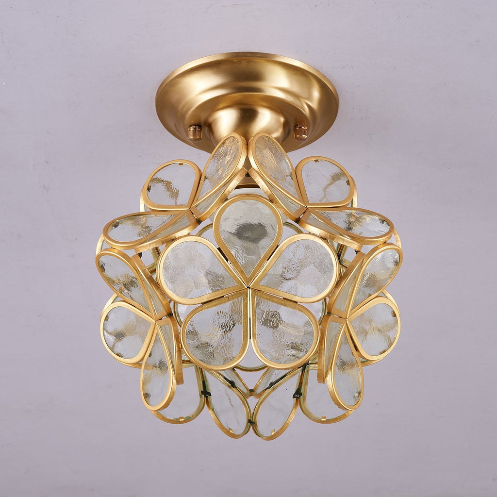 Ullaeiel Postmodern Luxury Bloom Golden Glass Ceiling Light