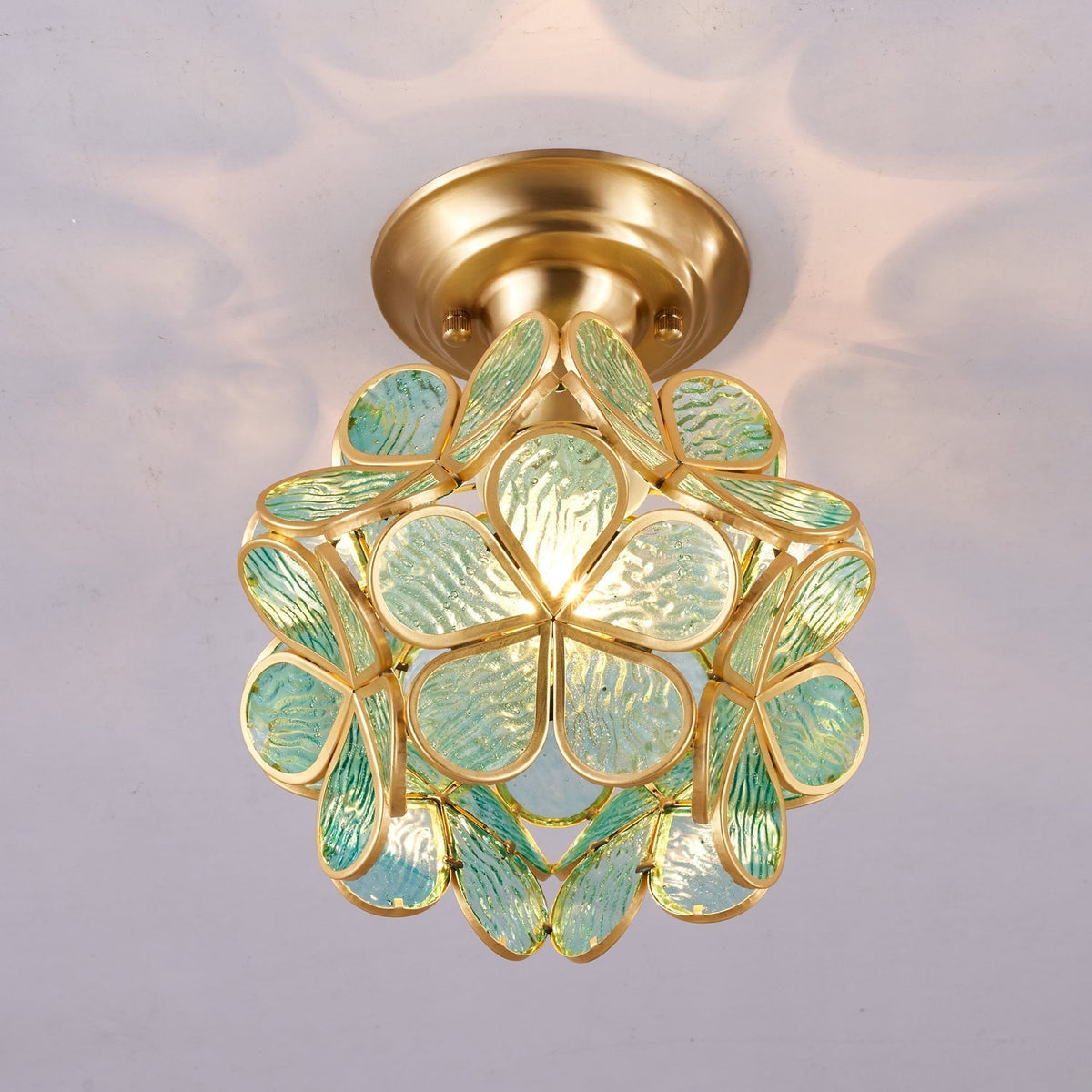 Ullaeiel Postmodern Luxury Bloom Golden Glass Ceiling Light