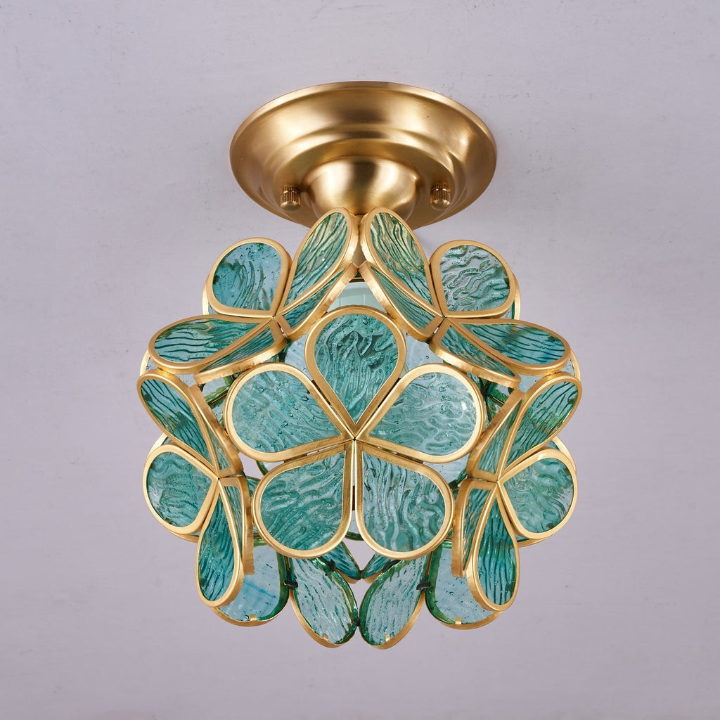 Ullaeiel Postmodern Luxury Bloom Golden Glass Ceiling Light