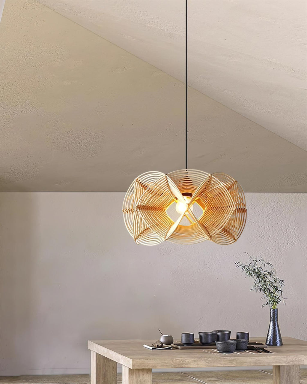 Golven Pendant Lamp Woven Rattan Organic Artistic