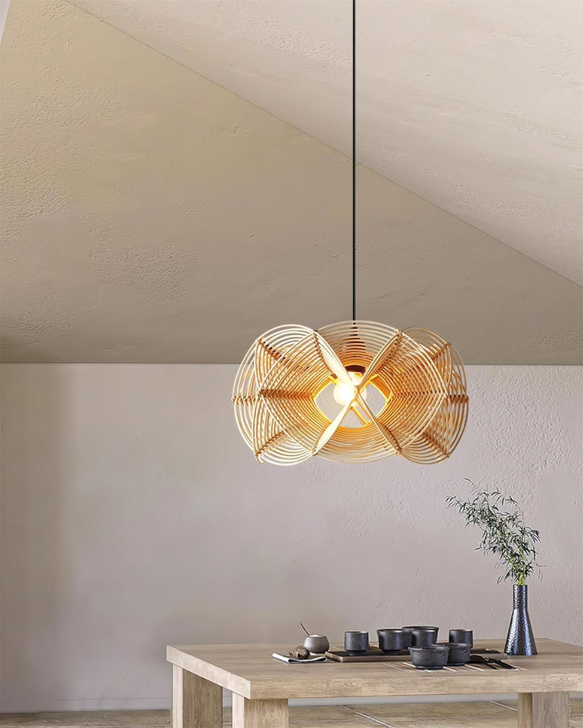Golven Pendant Lamp Woven Rattan Organic Artistic