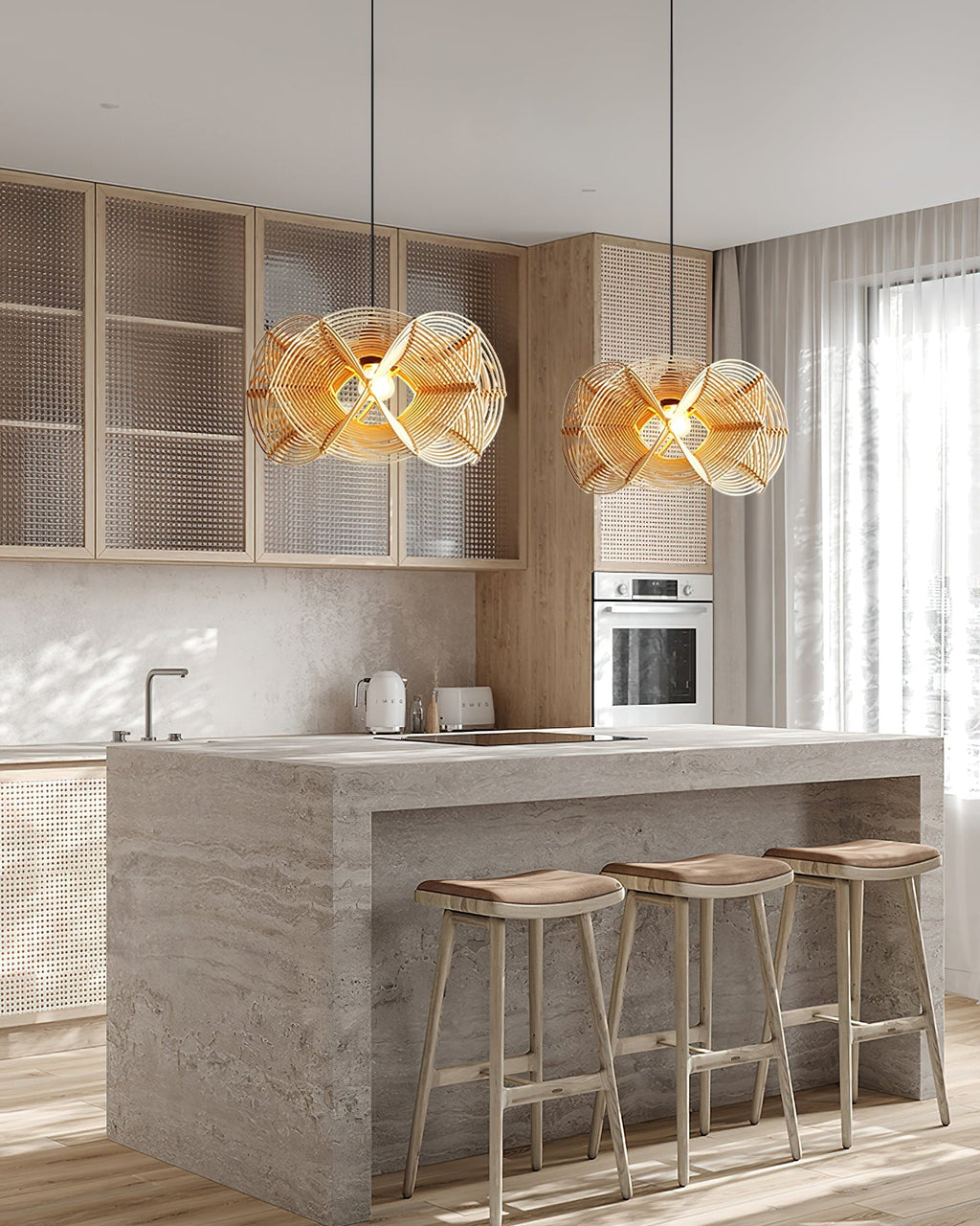 Golven Pendant Lamp Woven Rattan Organic Artistic