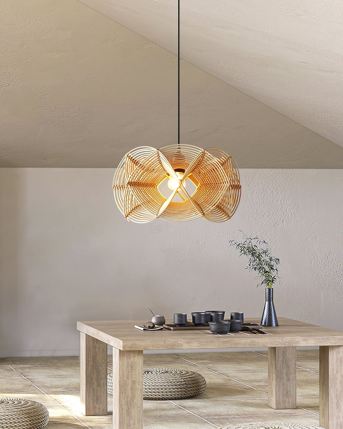 Golven Pendant Lamp Woven Rattan Organic Artistic
