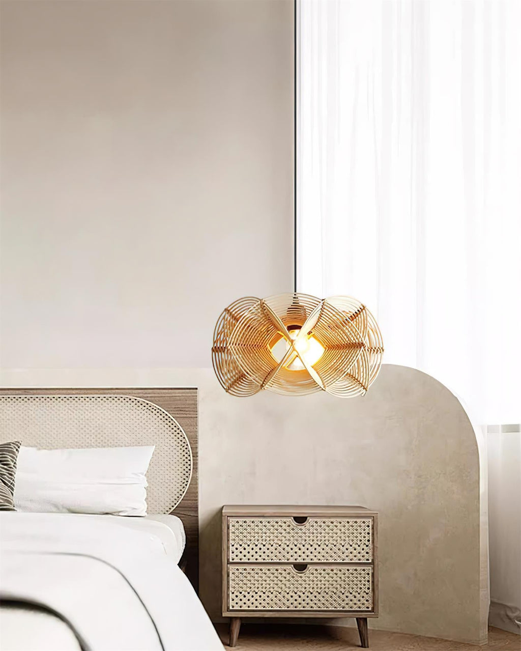 Golven Pendant Lamp Woven Rattan Organic Artistic
