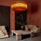 Aurora Chandelier Amber Drum Glass