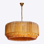 Aurora Chandelier Amber Drum Glass