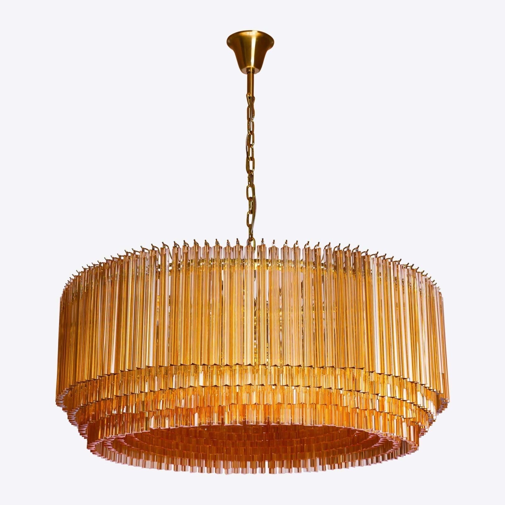 Aurora Chandelier Amber Drum Glass
