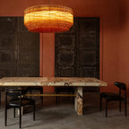 Aurora Chandelier Amber Drum Glass