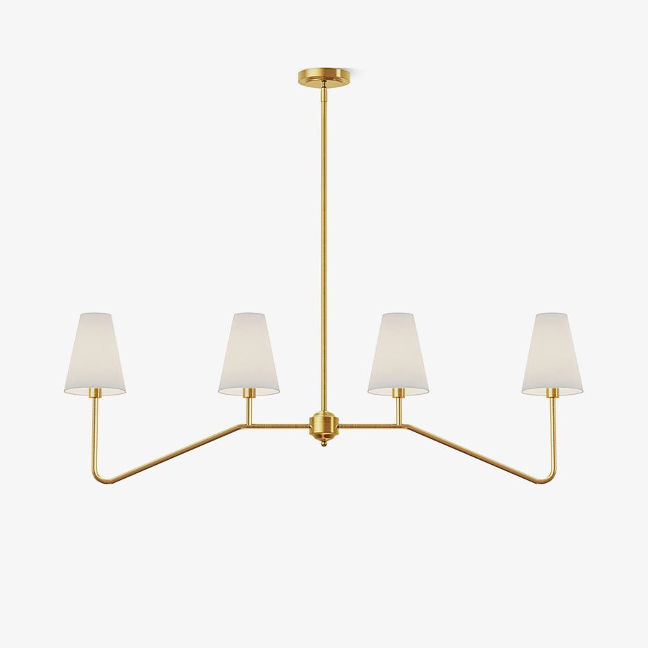 Lustra Chandelier Brass Curved Beige Linear