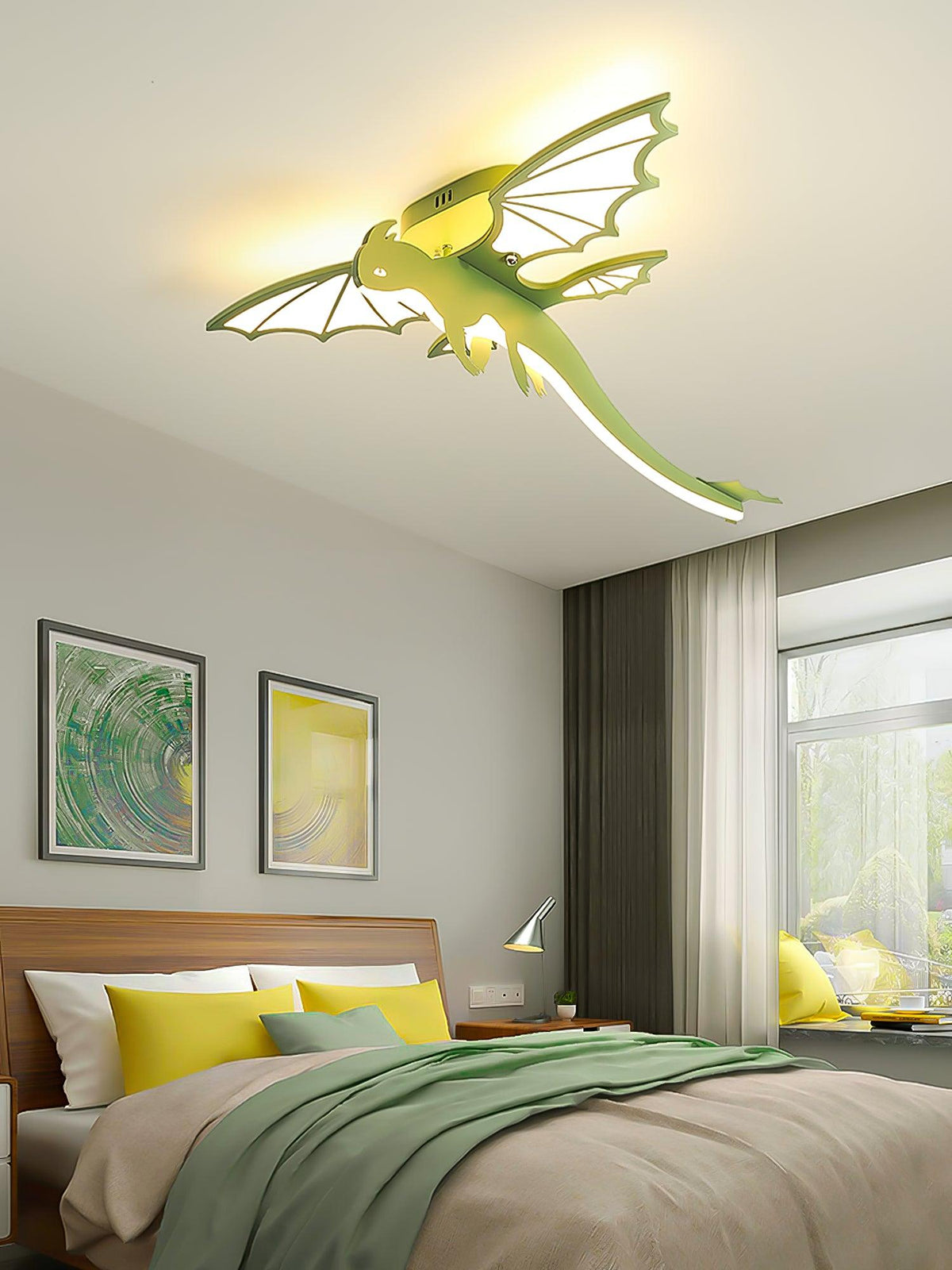 Lustra Ceiling Light Green Dinosaur LED