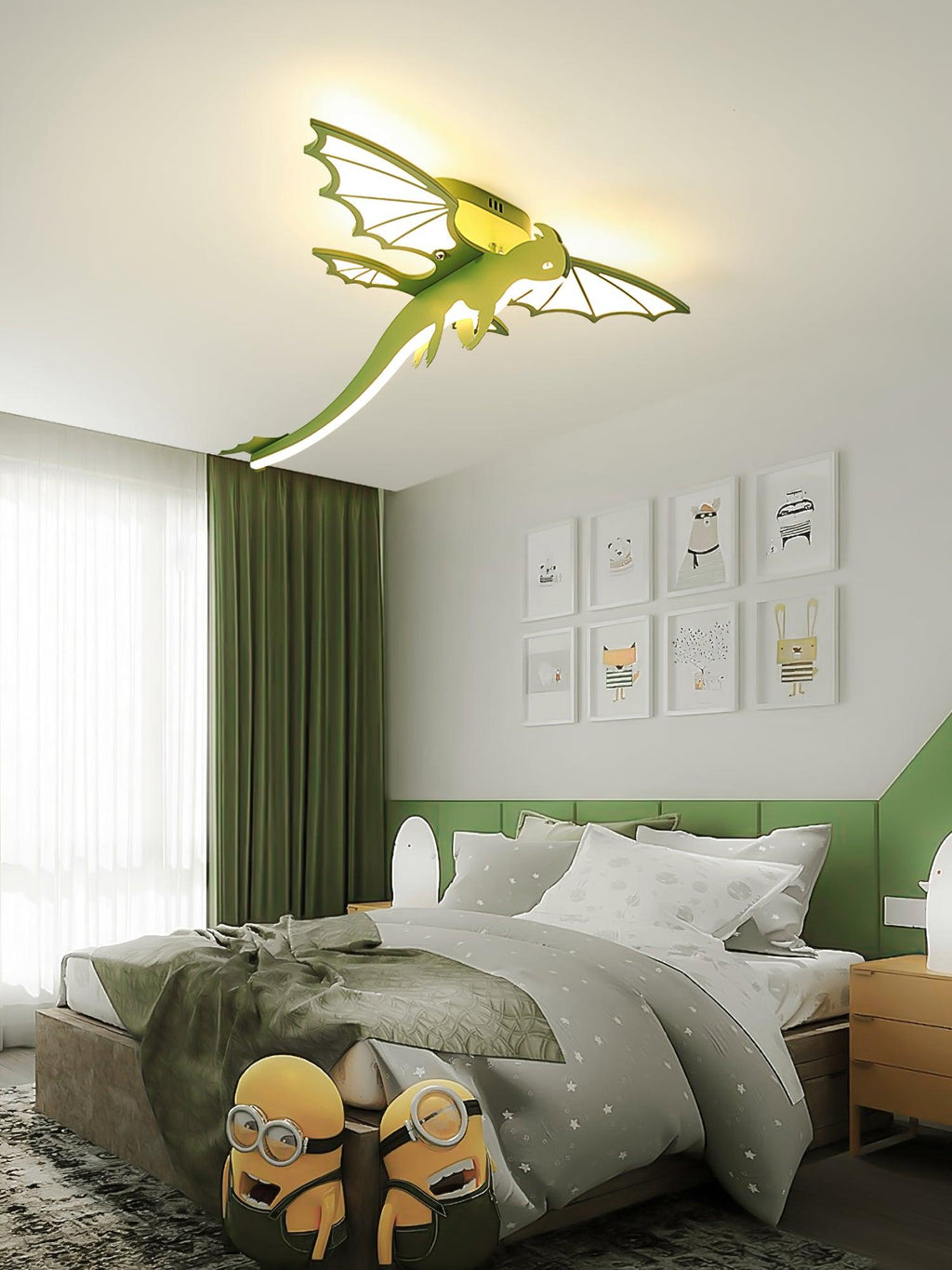 Lustra Ceiling Light Green Dinosaur LED