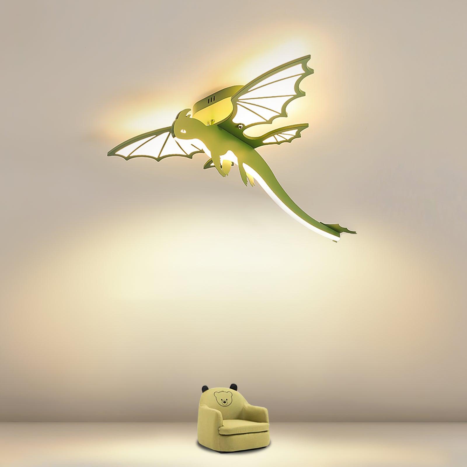 Lustra Ceiling Light Green Dinosaur LED
