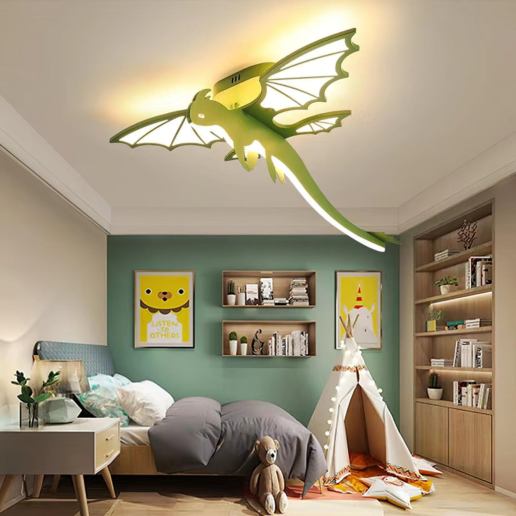 Lustra Ceiling Light Green Dinosaur LED