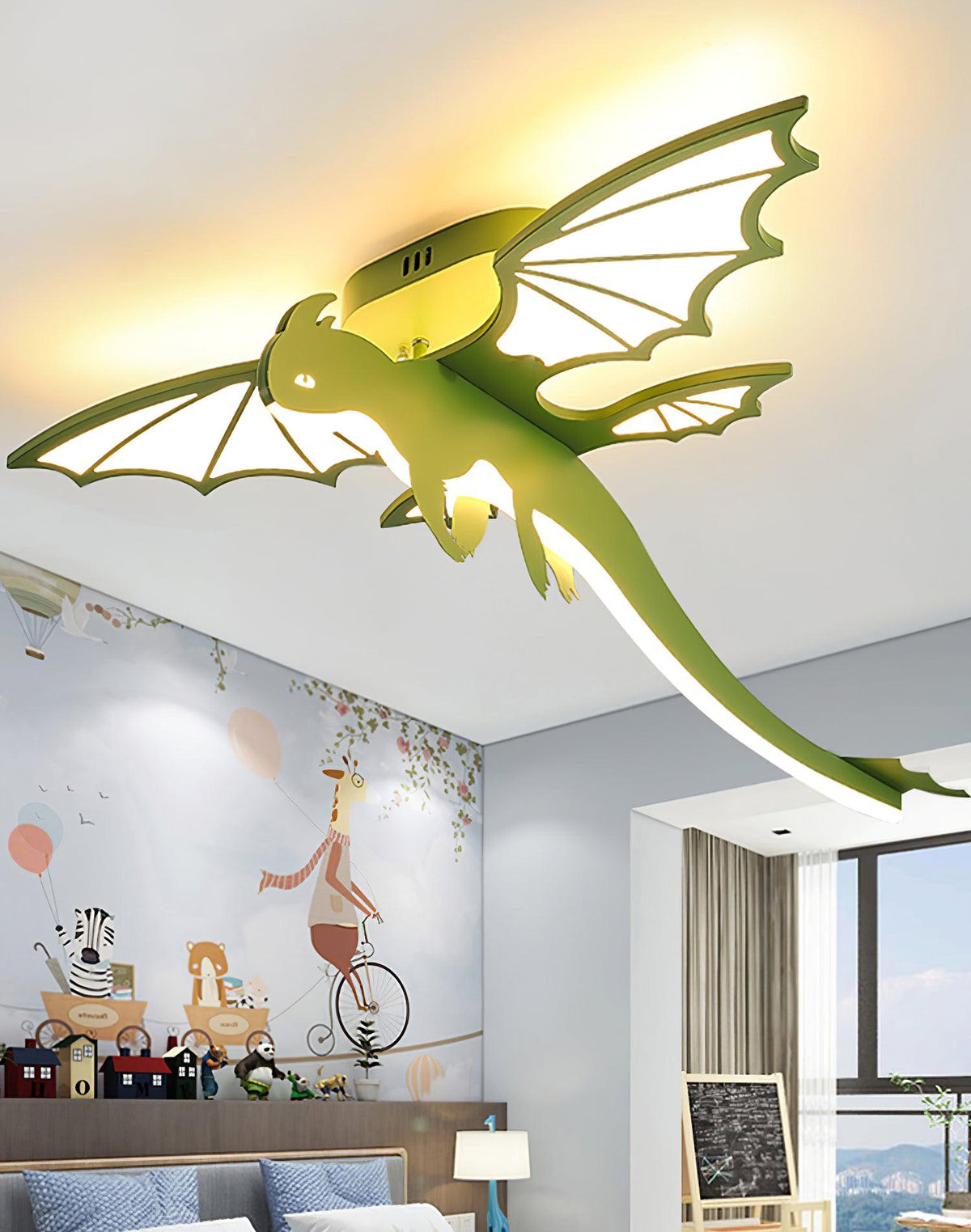 Lustra Ceiling Light Green Dinosaur LED