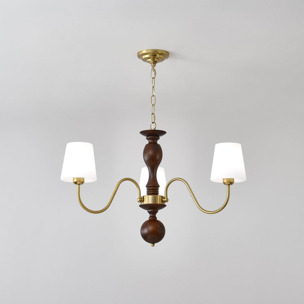 Lustra Chandelier Brass Wood Rustic Vintage
