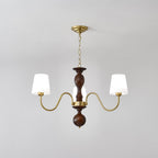 Lustra Chandelier Brass Wood Rustic Vintage