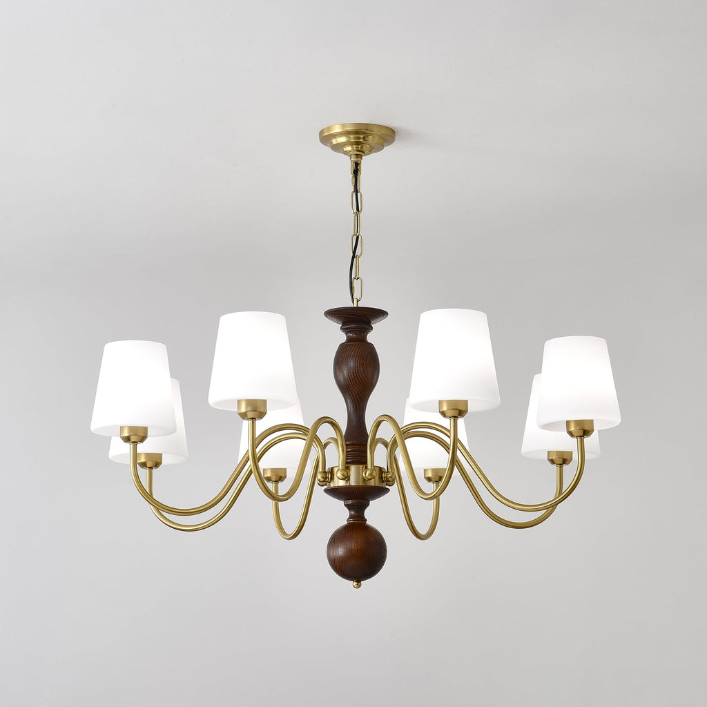 Lustra Chandelier Brass Wood Rustic Vintage