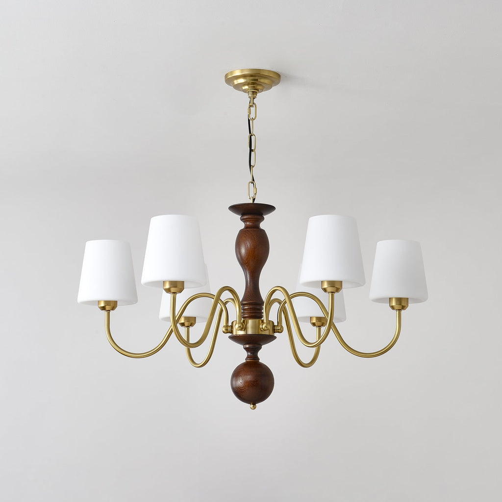 Lustra Chandelier Brass Wood Rustic Vintage
