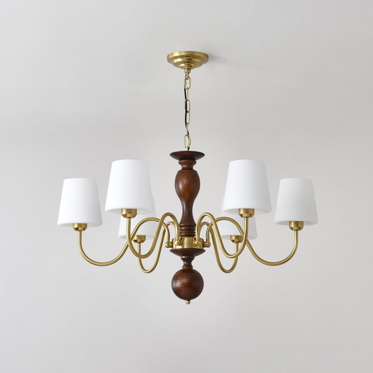 Lustra Chandelier Brass Wood Rustic Vintage