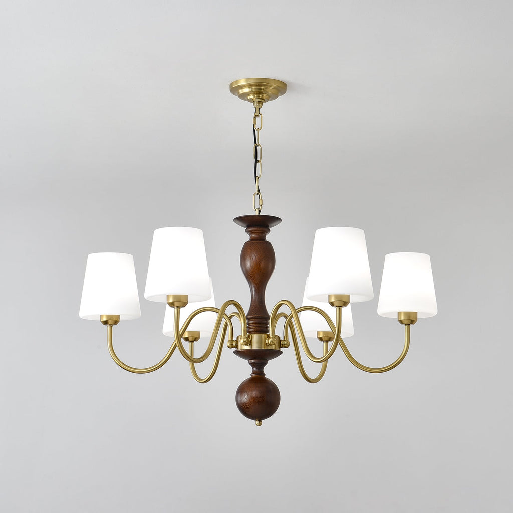 Lustra Chandelier Brass Wood Rustic Vintage