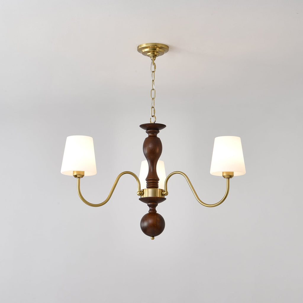 Lustra Chandelier Brass Wood Rustic Vintage