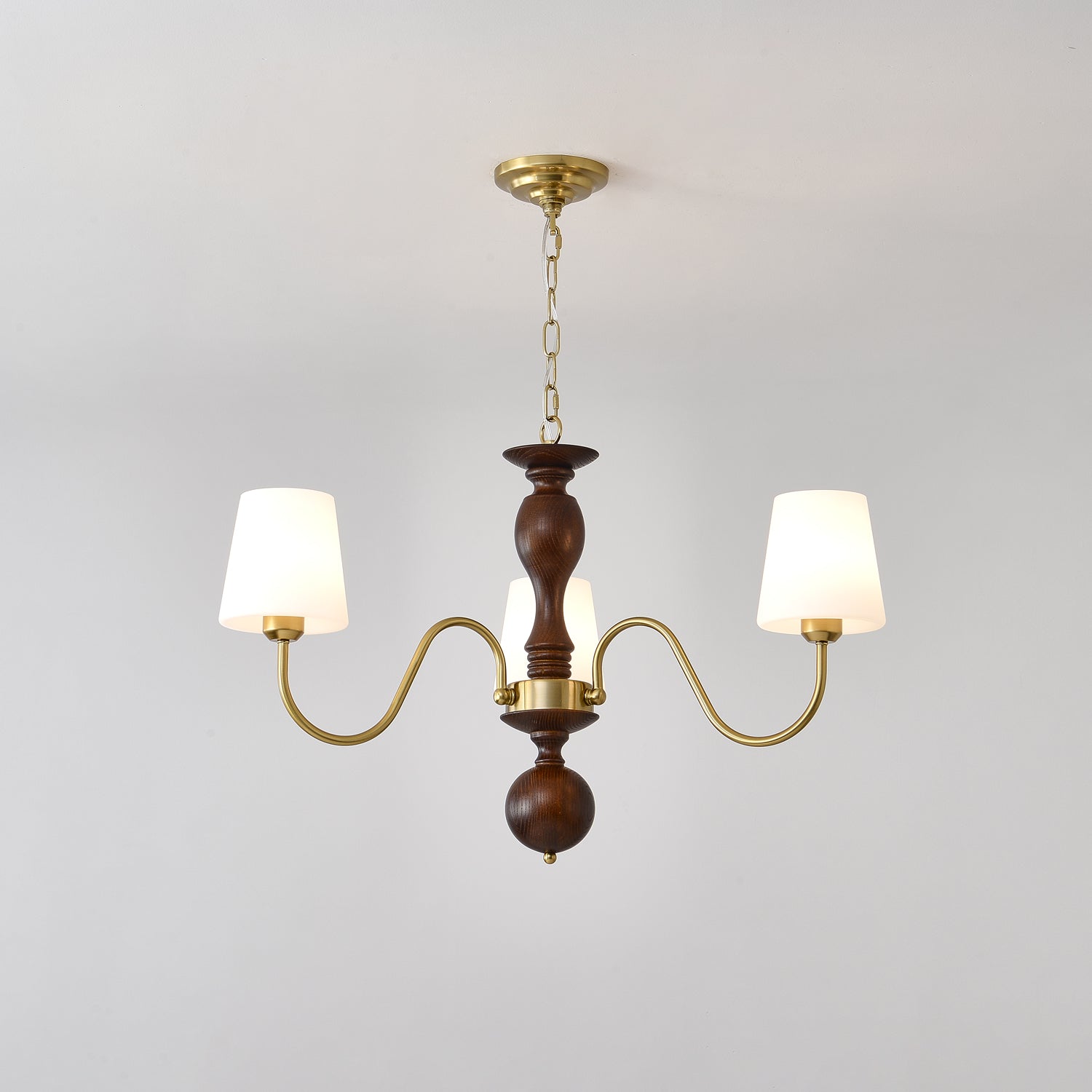 Lustra Chandelier Brass Wood Rustic Vintage