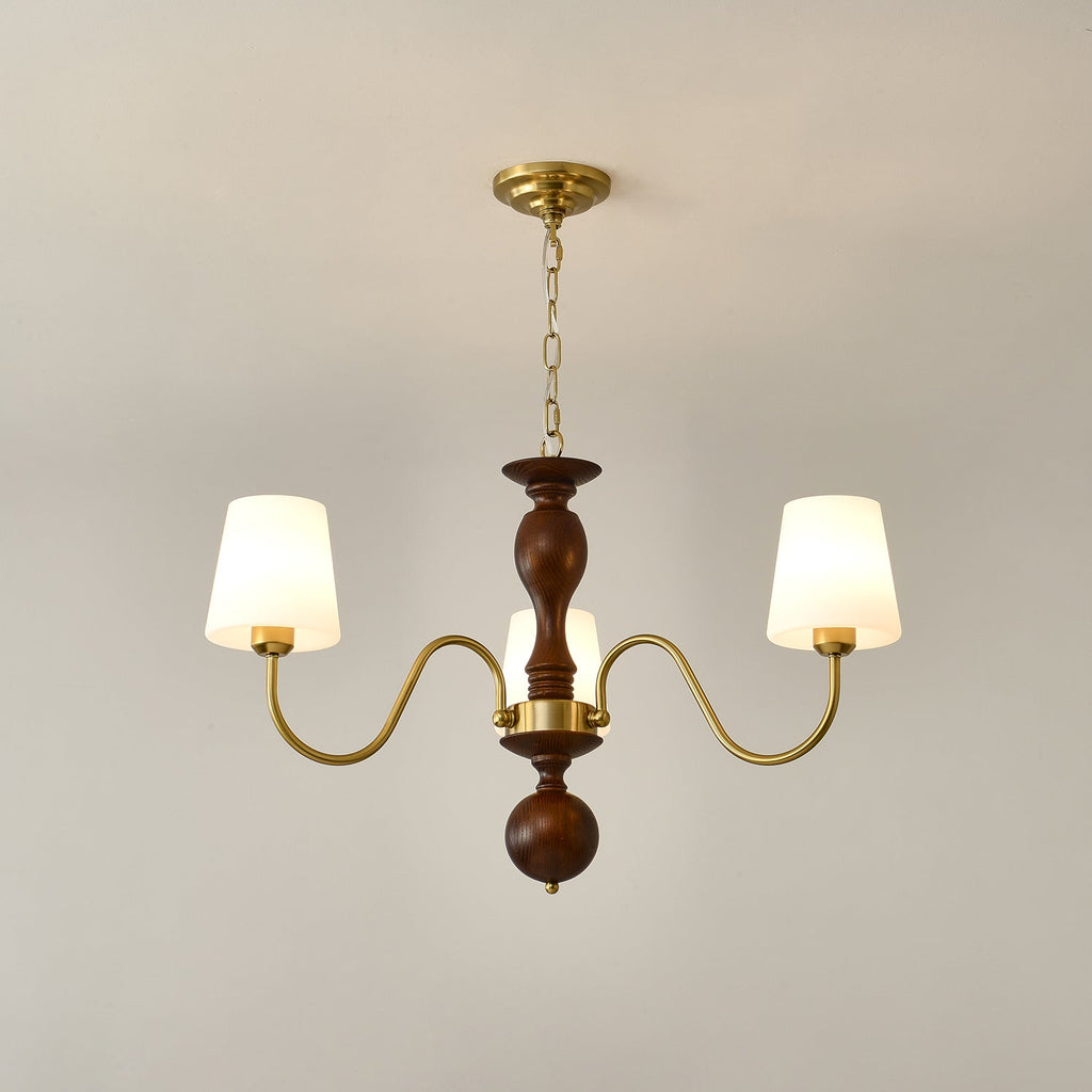 Lustra Chandelier Brass Wood Rustic Vintage