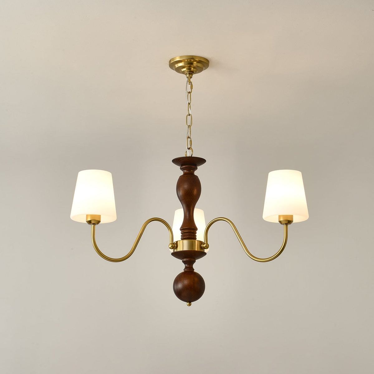 Lustra Chandelier Brass Wood Rustic Vintage