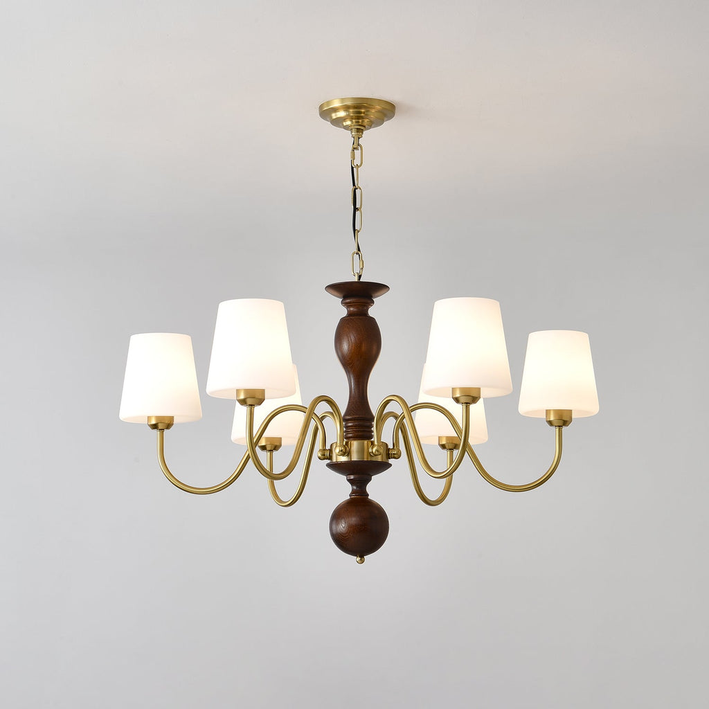 Lustra Chandelier Brass Wood Rustic Vintage