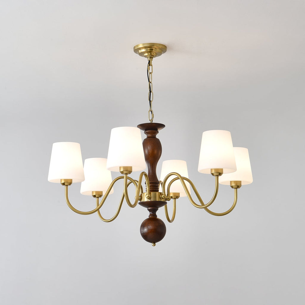 Lustra Chandelier Brass Wood Rustic Vintage