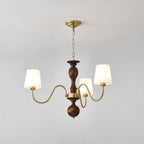 Lustra Chandelier Brass Wood Rustic Vintage