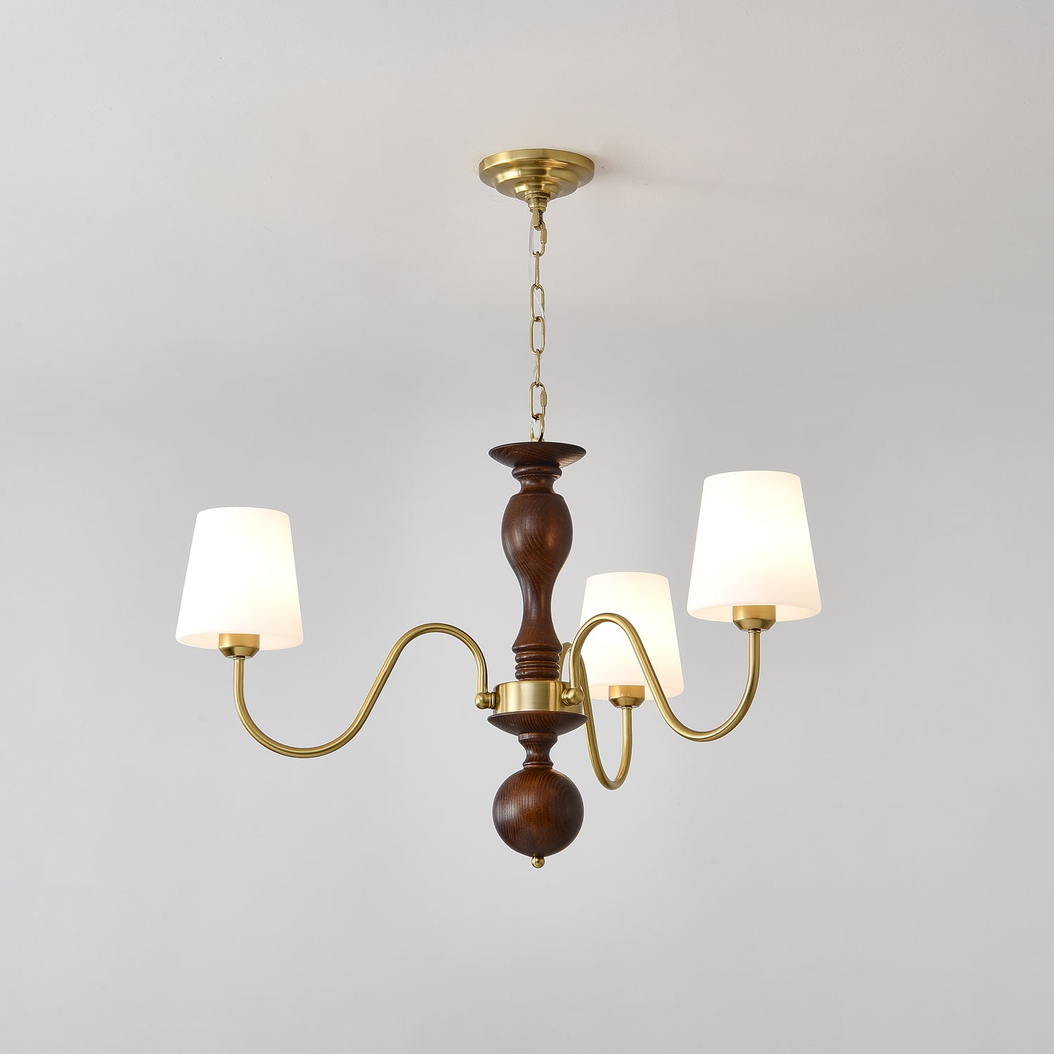 Lustra Chandelier Brass Wood Rustic Vintage