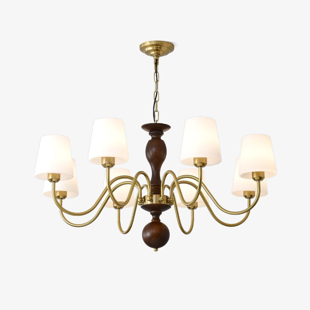 Lustra Chandelier Brass Wood Rustic Vintage
