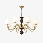 Lustra Chandelier Brass Wood Rustic Vintage