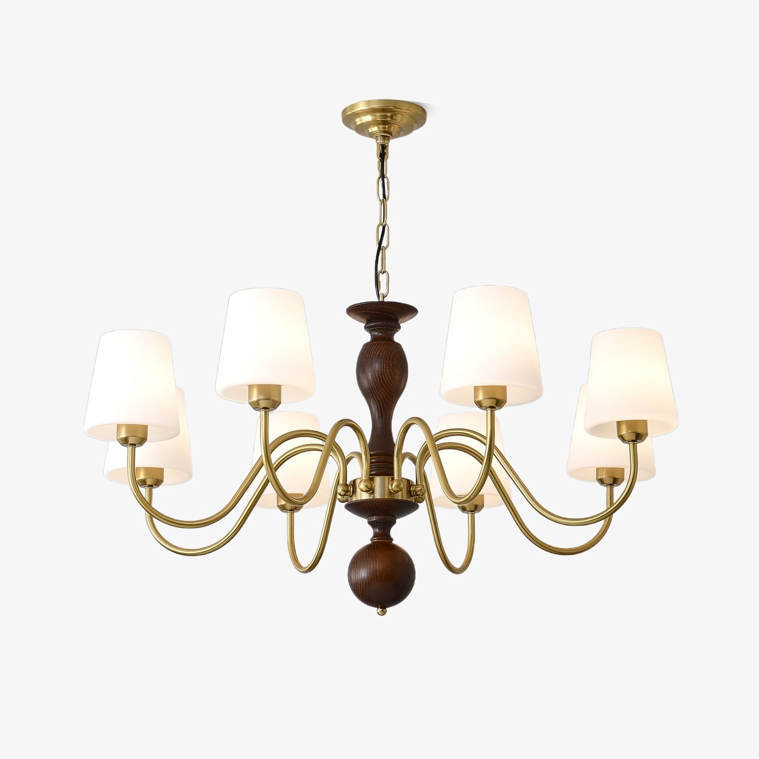 Lustra Chandelier Brass Wood Rustic Vintage