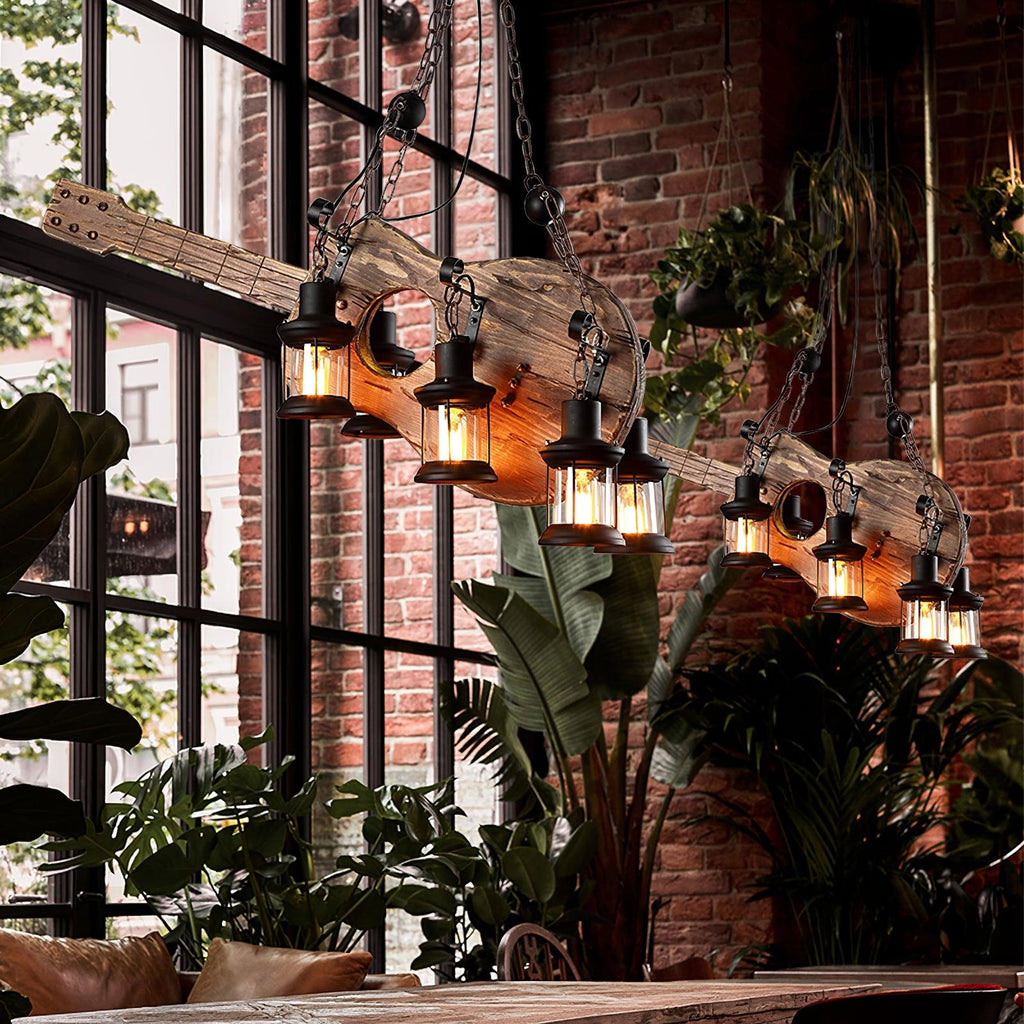 Lustra Pendant Lamp Guitar Rustic Wood Vintage