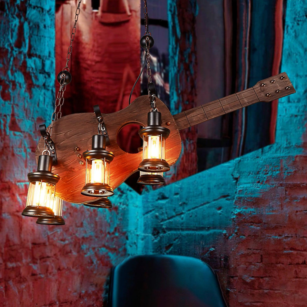 Lustra Pendant Lamp Guitar Rustic Wood Vintage