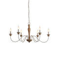 Illoros Vintage Industrial Candle Hand-carved Wood Chandelier