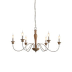 Illoros Vintage Industrial Candle Hand-carved Wood Chandelier