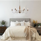 Illoros Vintage Industrial Candle Hand-carved Wood Chandelier